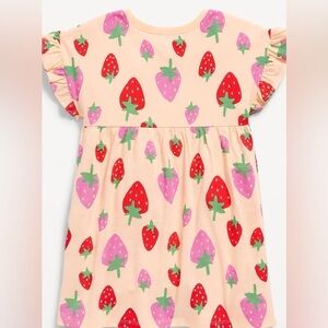 4T Peach Strawberry Print Girls Dress